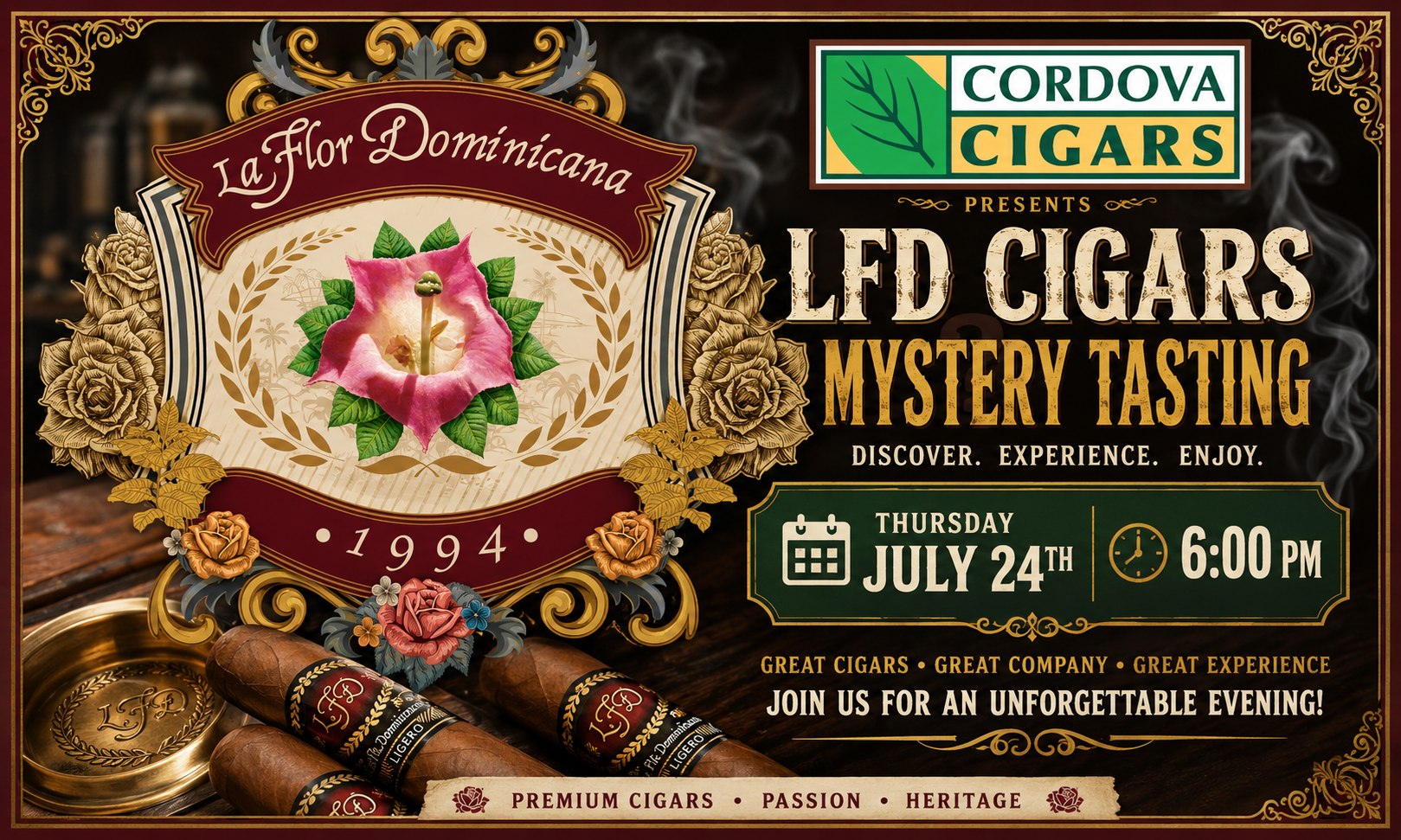 La Flor Dominicana LFD Cigars Mystery Tasting at Cordova Cigars — Thursday, July 24th at 6:00 PM